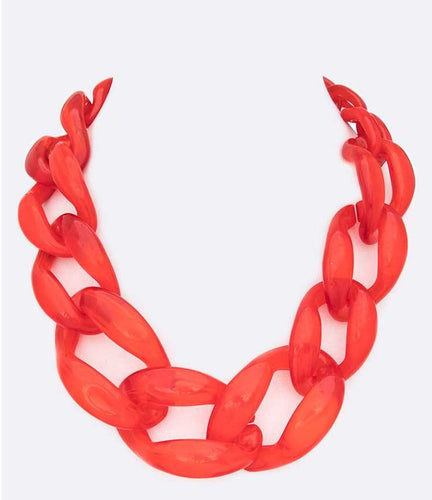 Link Statement Necklace - Brilliant Red