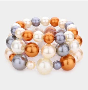 3-Piece - Pearl Strand Stretch Bracelets