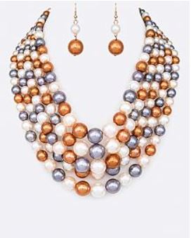 5 Strands Layer Pearl Necklace Set