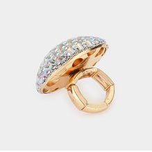 Baguette Cut Rhinestone Embellished Dome Ring - (2 Colors Available)