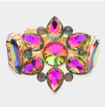 Floral Multi Stone Evening Bracelet - (4 Colors Available)