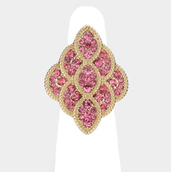 Rhinestone Embellished Petal Stretch Ring (2 Colors Available)