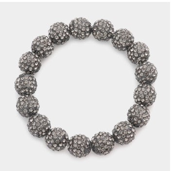 Rhinestone Pave Ball Stretch Bracelet - (2 Colors Available)