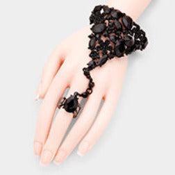 Rhineston Pave Hand Chain - Black