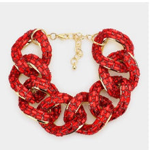 Stone Embellished Link Evening Bracelet - (2 Colors Available)