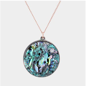 Mermaid Abalone Round Pendant Necklace
